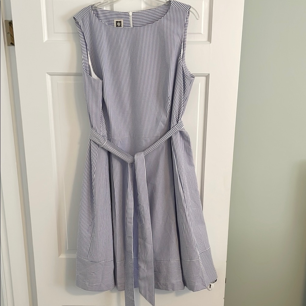 Anne Klein Blue Seersucker Dress